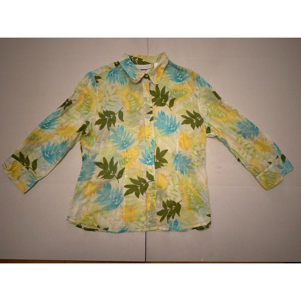 First Issue Liz Claiborne Womens Blouse XL Shirt Button 3/4 Sleeve Top‎ Vintage
